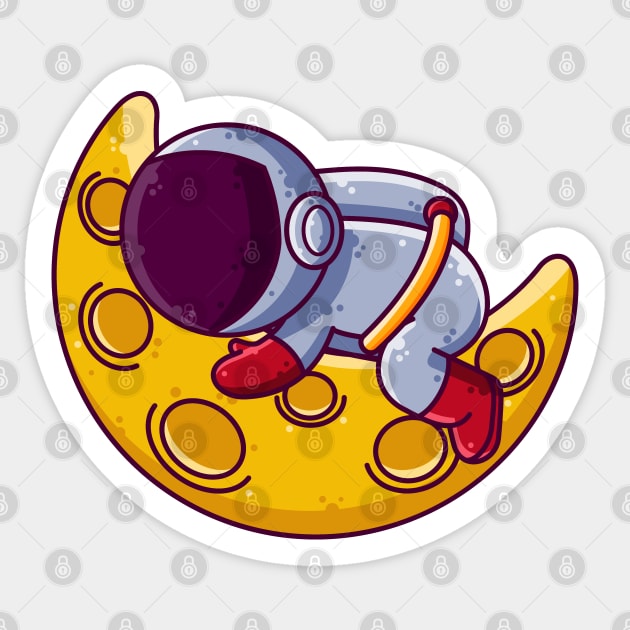 Cute Astronaut Sleeping on Moon Cartoon Sticker by Ardhsells